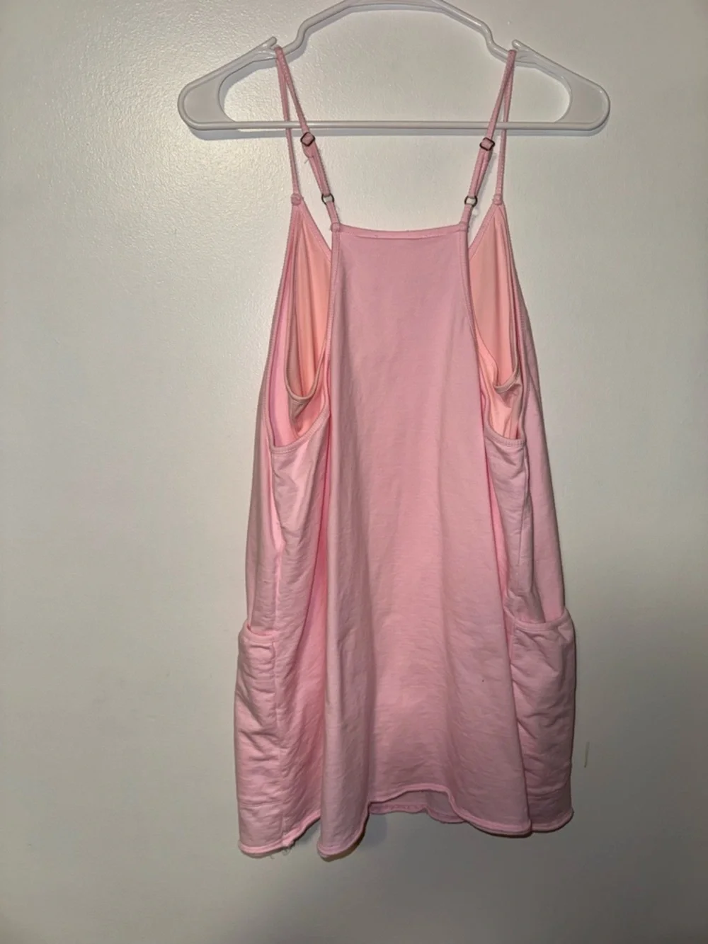 Listicle Pink Romper Dress Built-In Shorts Mini Cami Pockets Medium - Picture 2 of 6